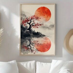 Canvas Cherry Blossom Moonrise Wall Art Print